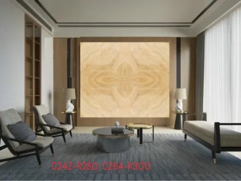 Tranh đá đối xứng Marble màu vàng – HTS-M002